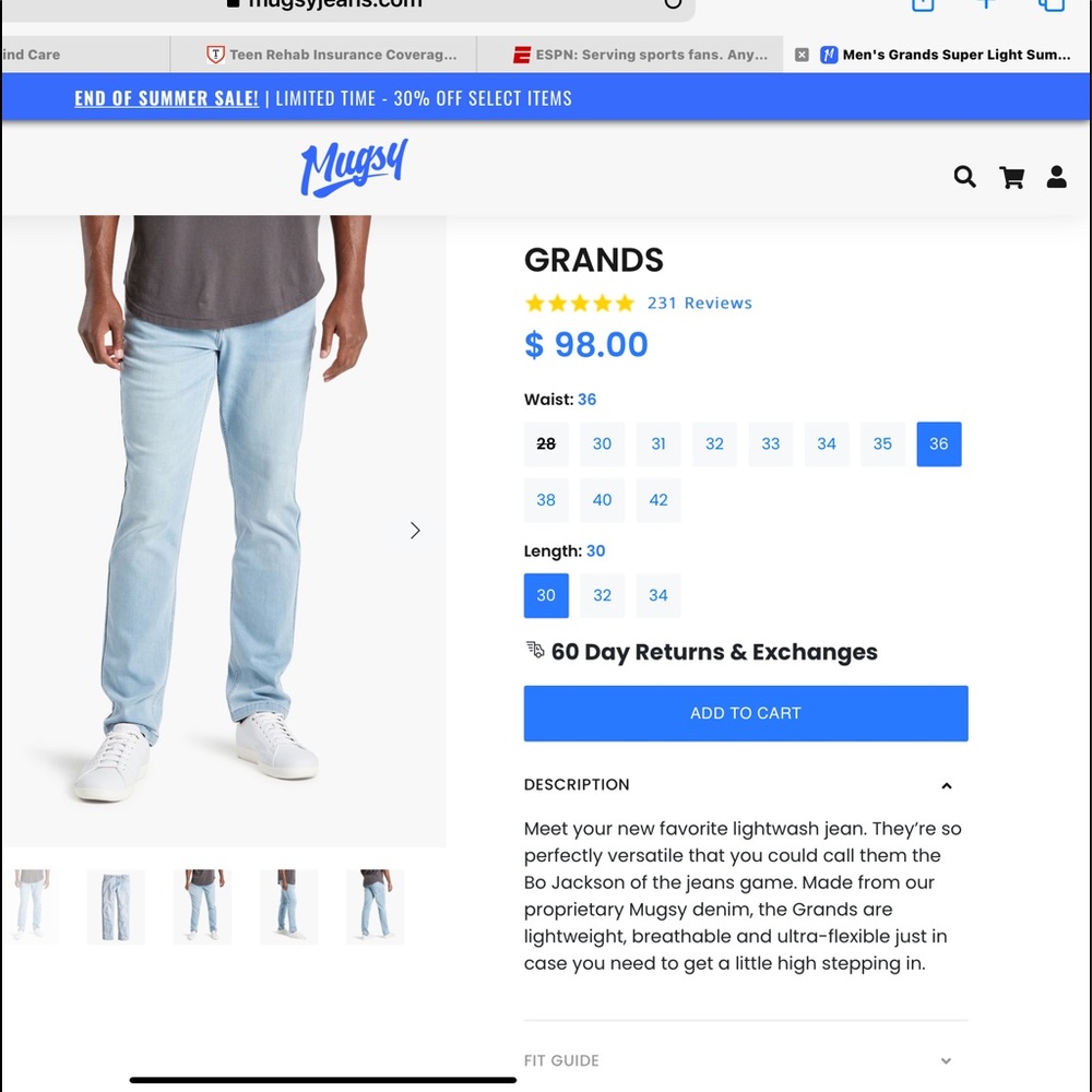 Mugsy brand Grands style men’s jeans